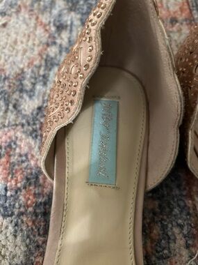 Betsey Johnson Pink Crystal-Embellished Ballet Flats